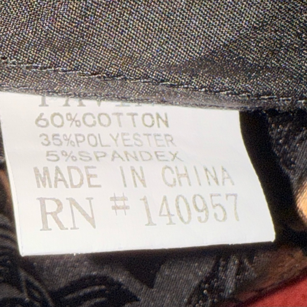 Pavini Mens Size Medium Button Up Casual Dress Shirt Black And Golden Paisley - Picture 4 of 13